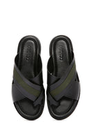 Men's Black Leather Slippers | Derimod Men's Black Leather Slippers | Derimod