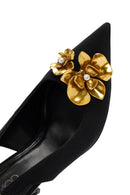 Women's Black Accessory Detailed Open Back Thin Heeled Shoes | Derimod Women's Black Accessory Detailed Open Back Thin Heeled Shoes | Derimod