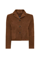 Jill Women's Brown Short Leather Jacket | Derimod Jill Women's Brown Short Leather Jacket | Derimod