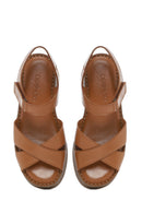 Women's Brown Thick Soled Leather Comfort Sandals | Derimod Women's Brown Thick Soled Leather Comfort Sandals | Derimod