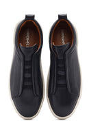 Erkek Lacivert Lastikli Deri Sneaker | Derimod Erkek Lacivert Lastikli Deri Sneaker | Derimod