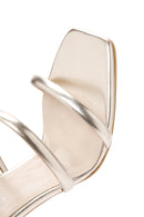 Women's Gold Ankle Strap Heeled Metallic Sandals | Derimod Women's Gold Ankle Strap Heeled Metallic Sandals | Derimod