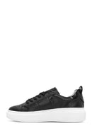 Women's Black Lace-Up Leather Sneaker | Derimod Women's Black Lace-Up Leather Sneaker | Derimod