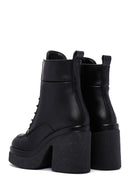 Women's Black Leather Zippered Platform Heeled Boots | Derimod Women's Black Leather Zippered Platform Heeled Boots | Derimod