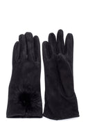 Women's Black Suede Leather Gloves | Derimod Women's Black Suede Leather Gloves | Derimod