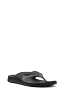 Men's Gray Flip Flop Nubuck Leather Slippers | Derimod Men's Gray Flip Flop Nubuck Leather Slippers | Derimod
