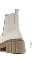 Women's Beige Leather Thick Soled Casual Chelsea Boots | Derimod Women's Beige Leather Thick Soled Casual Chelsea Boots | Derimod