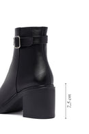 Woman Black Zippered Chunky Heels Leather Boat | Derimod Woman Black Zippered Chunky Heels Leather Boat | Derimod