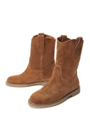 Women's Tan Suede Leather Casual Boots | Derimod Women's Tan Suede Leather Casual Boots | Derimod