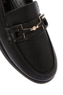 Women's Black Buckled Leather Comfort Loafer | Derimod Women's Black Buckled Leather Comfort Loafer | Derimod