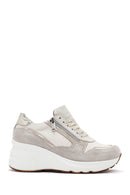 Women's Beige Leather Thick Soled Sneaker | Derimod Women's Beige Leather Thick Soled Sneaker | Derimod