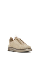 Men's Beige Lace-Up Suede Leather Sneaker | Derimod Men's Beige Lace-Up Suede Leather Sneaker | Derimod