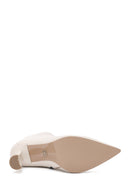 Women's Cream Zippered Thin Heel Leather Boots | Derimod Women's Cream Zippered Thin Heel Leather Boots | Derimod