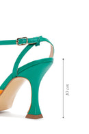 Women's Green Leather Heeled Sandals | Derimod Women's Green Leather Heeled Sandals | Derimod