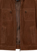 Wade Erkek Kahverengi Slim-Fit Süet Deri Ceket | Derimod Wade Erkek Kahverengi Slim-Fit Süet Deri Ceket | Derimod