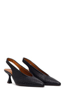 Woman Black Backless Low-Heeled Leather Shoes | Derimod Woman Black Backless Low-Heeled Leather Shoes | Derimod