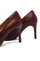 Women's Burgundy Thin Heeled Leather Stiletto | Derimod Women's Burgundy Thin Heeled Leather Stiletto | Derimod