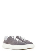 Men's Gray Thick Soled Suede Leather Sneaker | Derimod Men's Gray Thick Soled Suede Leather Sneaker | Derimod