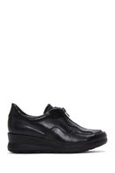 Women's Black Leather Wedge Heeled Comfort Shoes | Derimod Women's Black Leather Wedge Heeled Comfort Shoes | Derimod