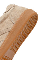 Woman Camel Laced Suede Leather Sneakers | Derimod Woman Camel Laced Suede Leather Sneakers | Derimod