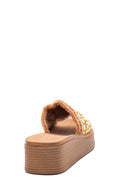 Women's Tan Thick Soled Slippers | Derimod Women's Tan Thick Soled Slippers | Derimod