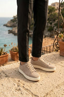 Erkek Bej Bağcıklı Süet Deri Sneaker | Derimod Erkek Bej Bağcıklı Süet Deri Sneaker | Derimod