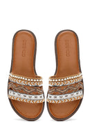 Woman Beige Stone Slippers | Derimod Woman Beige Stone Slippers | Derimod