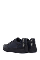 Men's Navy Blue Lace-Up Leather Sneaker | Derimod Men's Navy Blue Lace-Up Leather Sneaker | Derimod