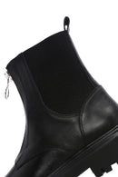 Women's Black Thick Soled Zippered Leather Boots | Derimod Women's Black Thick Soled Zippered Leather Boots | Derimod