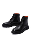 Men's Black Leather Zippered Boots | Derimod Men's Black Leather Zippered Boots | Derimod
