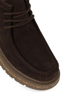 Male Brown Lace-up Thick-Soled Suede Casual Boots | Derimod Male Brown Lace-up Thick-Soled Suede Casual Boots | Derimod