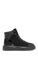 Men's Black Lace-Up Nubuck Leather Sports Boots | Derimod Men's Black Lace-Up Nubuck Leather Sports Boots | Derimod