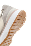 Women's Beige Leather Suede Detailed Sneaker | Derimod Women's Beige Leather Suede Detailed Sneaker | Derimod