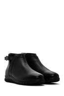 Woman Black Zippered Buckle Detail Leather Comfort Boots | Derimod Woman Black Zippered Buckle Detail Leather Comfort Boots | Derimod