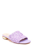 Women's Purple Straw Flat Slippers | Derimod Women's Purple Straw Flat Slippers | Derimod