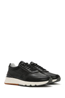 Erkek Siyah Bağcıklı Deri Casual Sneaker | Derimod Erkek Siyah Bağcıklı Deri Casual Sneaker | Derimod