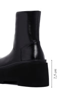 Women's Black Thick Soled Zippered Leather Boots | Derimod Women's Black Thick Soled Zippered Leather Boots | Derimod