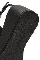 Kadın Siyah Kalın Tabanlı Deri Comfort Sandalet | Derimod Kadın Siyah Kalın Tabanlı Deri Comfort Sandalet | Derimod