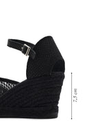 Women's Black Ankle Buckle Wedge Heel Espadrille Sandals | Derimod Women's Black Ankle Buckle Wedge Heel Espadrille Sandals | Derimod