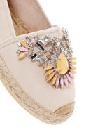 Women's Beige Stoned Leather Espadrilles | Derimod Women's Beige Stoned Leather Espadrilles | Derimod