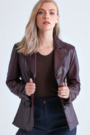 Como Women's Leather Jacket | Derimod Como Women's Leather Jacket | Derimod