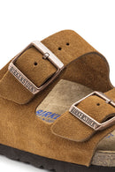 Birkenstock Women's Mink Suede Leather Arizona Sfb Slippers | Derimod Birkenstock Women's Mink Suede Leather Arizona Sfb Slippers | Derimod