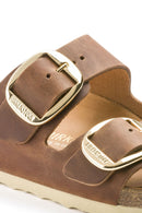 Birkenstock Kadın Kahverengi Deri Çift Tokalı Arizona Big Buckle Terlik | Derimod Birkenstock Kadın Kahverengi Deri Çift Tokalı Arizona Big Buckle Terlik | Derimod