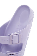 Birkenstock Women's Purple Leather Double Buckle Arizona Eva Flat Slippers | Derimod Birkenstock Women's Purple Leather Double Buckle Arizona Eva Flat Slippers | Derimod