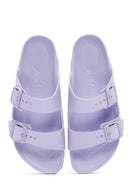 Birkenstock Women's Purple Leather Double Buckle Arizona Eva Flat Slippers | Derimod Birkenstock Women's Purple Leather Double Buckle Arizona Eva Flat Slippers | Derimod