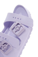 Birkenstock Women's Purple Leather Double Buckle Arizona Eva Flat Slippers | Derimod Birkenstock Women's Purple Leather Double Buckle Arizona Eva Flat Slippers | Derimod