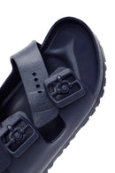 Birkenstock Men's Navy Blue Arizona Eva Double Buckle Slippers | Derimod Birkenstock Men's Navy Blue Arizona Eva Double Buckle Slippers | Derimod