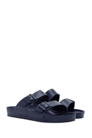 Birkenstock Men's Navy Blue Arizona Eva Double Buckle Slippers | Derimod Birkenstock Men's Navy Blue Arizona Eva Double Buckle Slippers | Derimod