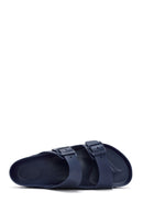Birkenstock Men's Navy Blue Arizona Eva Double Buckle Slippers | Derimod Birkenstock Men's Navy Blue Arizona Eva Double Buckle Slippers | Derimod