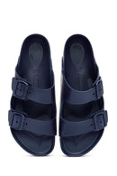 Birkenstock Men's Navy Blue Arizona Eva Double Buckle Slippers | Derimod Birkenstock Men's Navy Blue Arizona Eva Double Buckle Slippers | Derimod